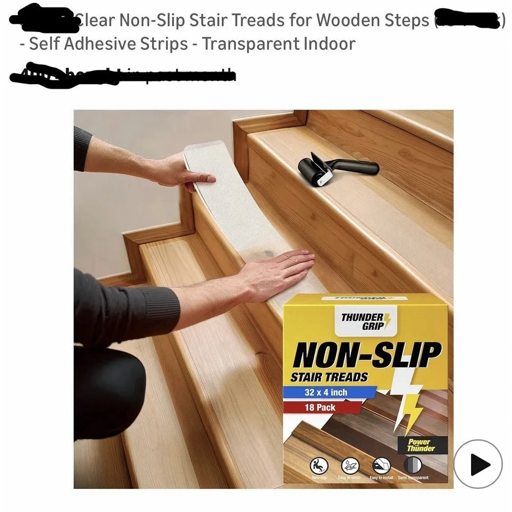 Clear Non-Slip Self-Adhesive Plastic Stair Treads 24x6 in‎ 15 Pack